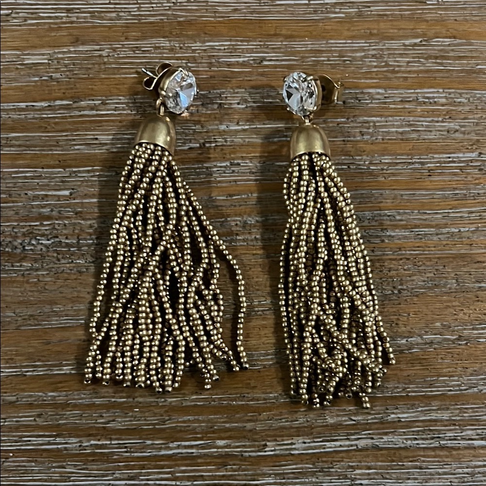 JCrew Gold Tassel Statement Earrings